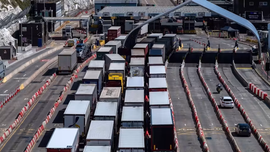 Masked protesters block Dover port roads